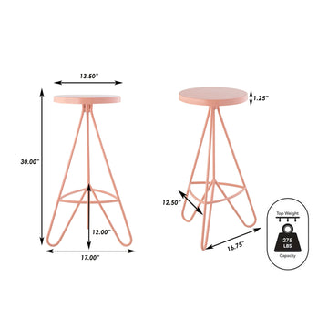 Trinity 30" Modern Industiral Iron Tripod Backless Bar Stool